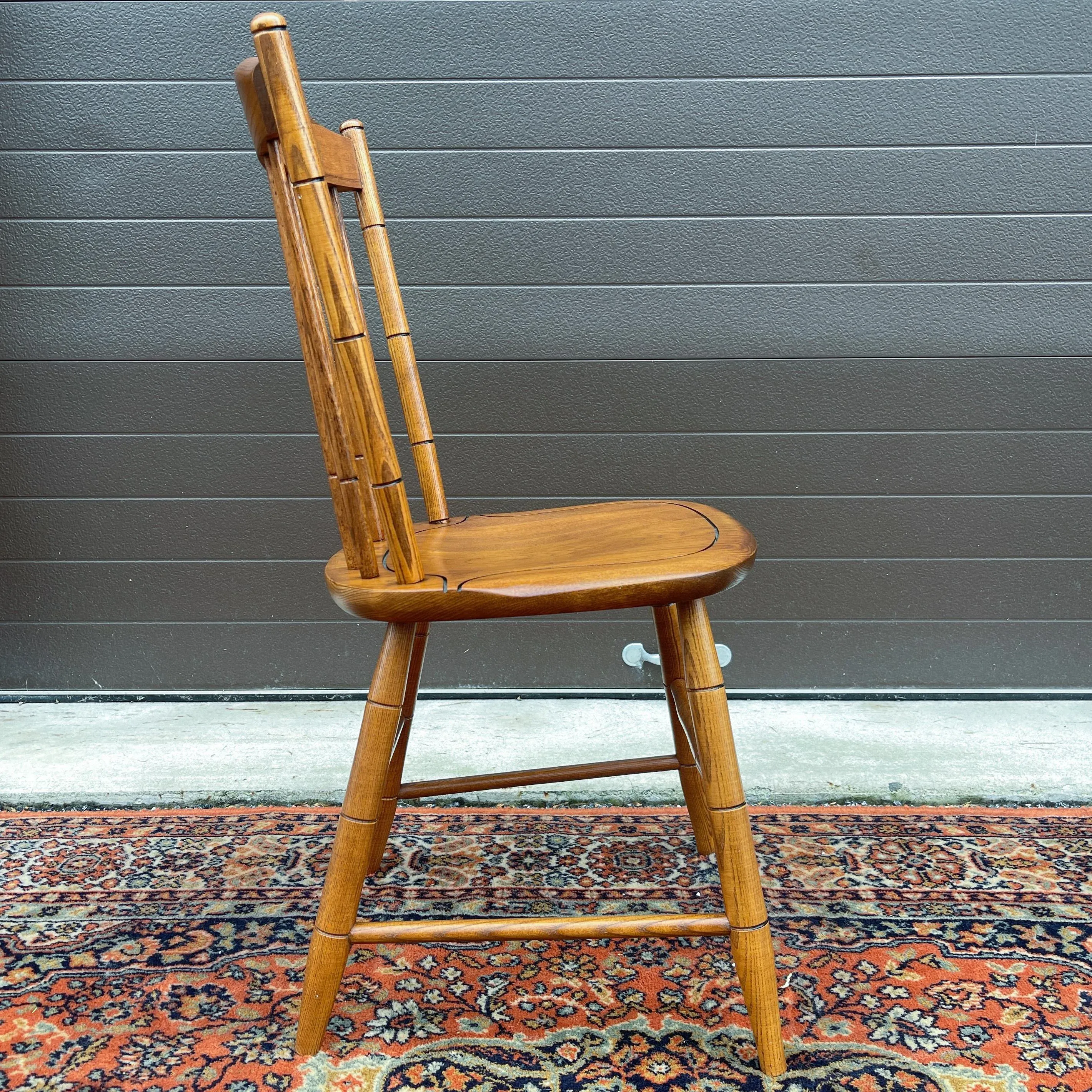 Vintage L. Hitchcock Rustic Traditional Oak Cane Cut Windsor