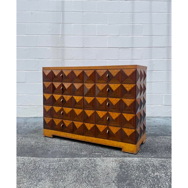 Vintage MCM Maitland Smith Inlaid Pyramidal Chest of Drawers For Sale In West Palm - Image 6 of 7