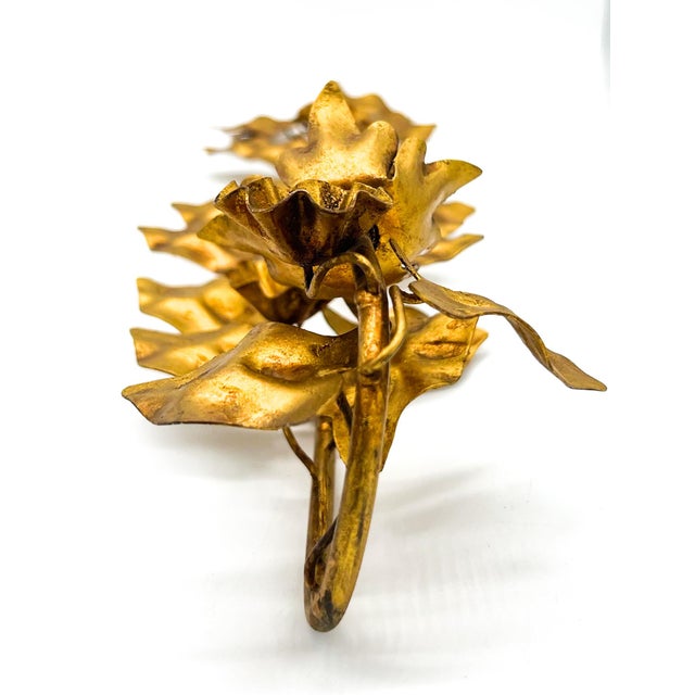Banci Mid-Century Italian Gilt Metal Ivy Wall Sconce – Hollywood Regency / Italian Florentine For Sale - Image 4 of 10