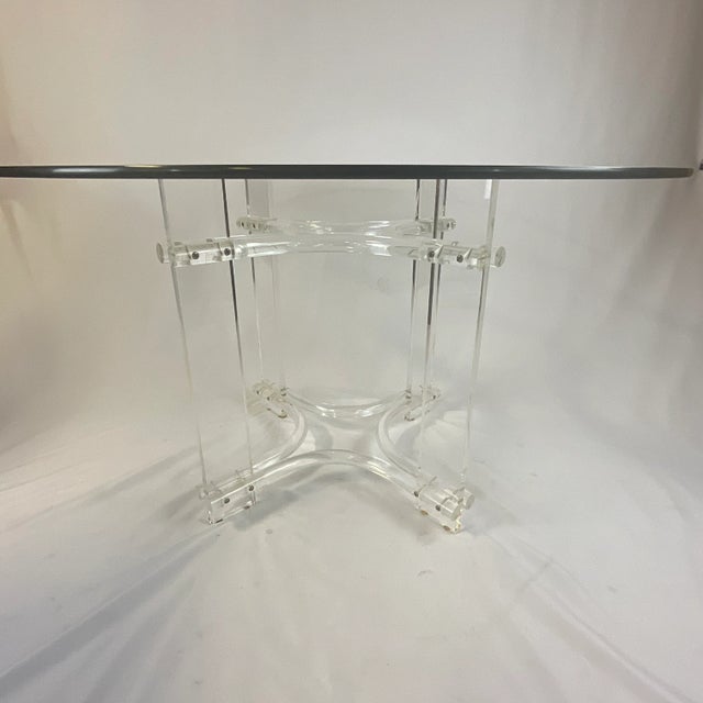1970s Charles Hollis Jones Lucite & Patent Leather Dining Table & Chairs for Hill Manufacturing - 5 Pcs Set For Sale - Image 10 of 12