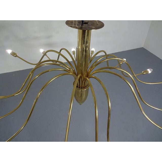 Gold Large Italian Brass Chandelier, 1960s For Sale - Image 8 of 16