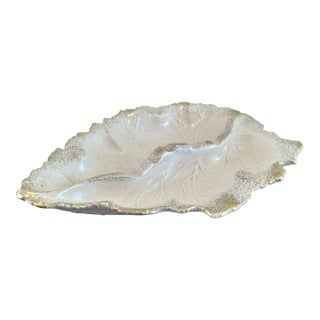 Vintage 1950's California Pottery #650 Beige Leaf Dish For Sale