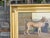 Textile Continental Oil Painting of Two Dogs in Courtyard, circa 1900 - Gilt Frame For Sale - Image 7 of 12