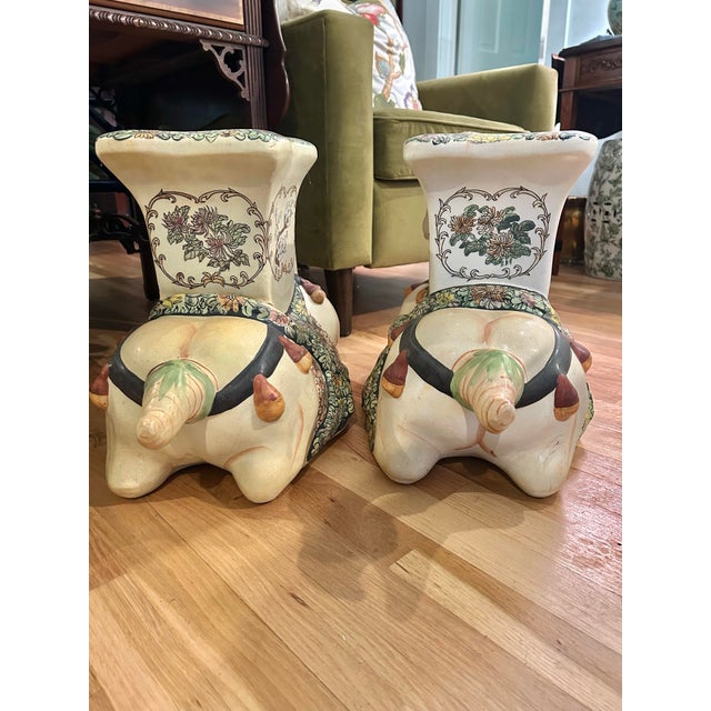 1960s Early 20th Century Matched Pair of Chinoiserie Earthenware Tang Style Horse Garden Stools For Sale - Image 5 of 12