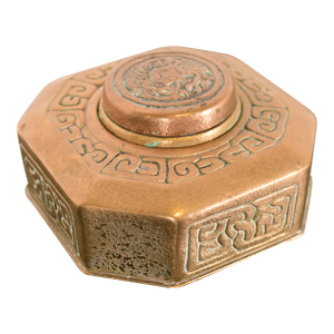 Tiffany Studios New York Zodiac Bronze Doré Inkwell