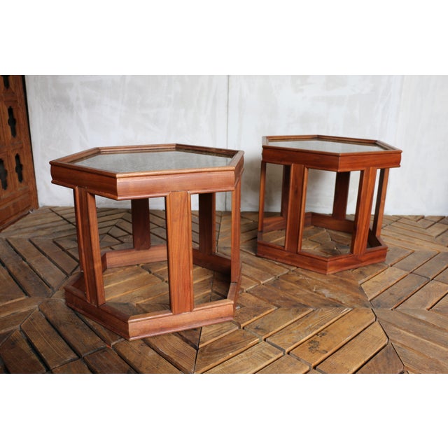 Brown Saltman Pair of John Keal for Brown Saltman “Domino” Hexagonal Side Tables | Mid-Century Modern, 1960s For Sale - Image 4 of 18