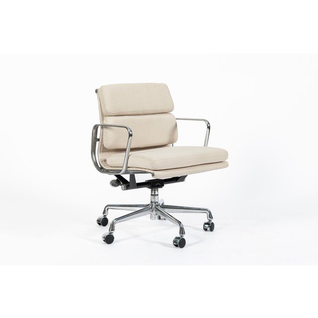 Eames for Herman Miller Cream Tan Office Chairs in Schumacher Vegan Suede For Sale - Image 10 of 12