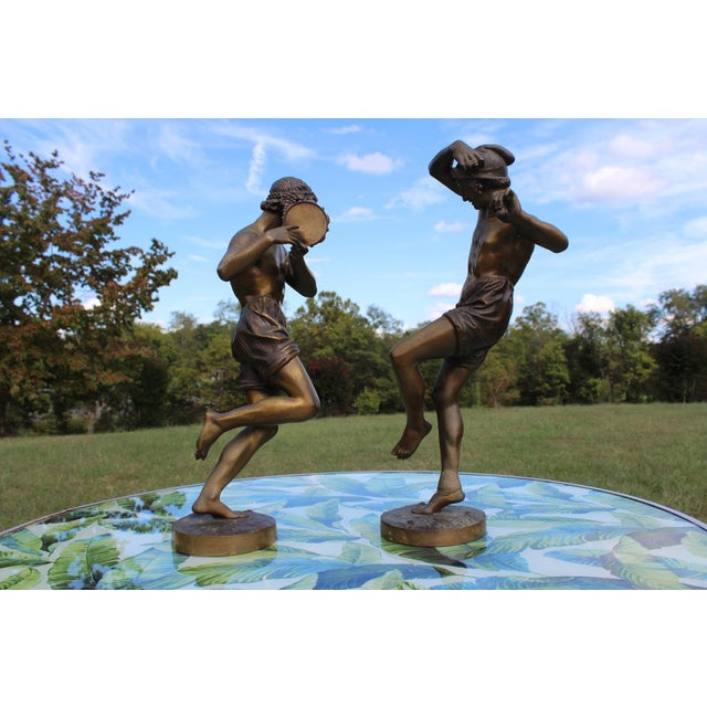 Gold Francisque Joseph Duret Bronze Statues of Young Neopolitan Dancers—A Pair For Sale - Image 8 of 18