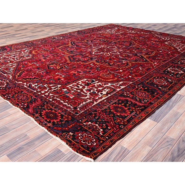 1960s Red Semi Antique Persian Heriz Rug For Sale - Image 4 of 12