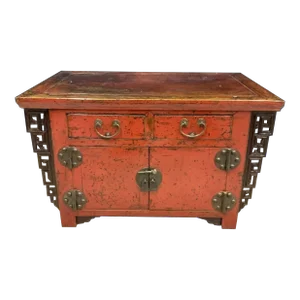 19th Century Antique Chinese Two Door Altar Form Cabinet