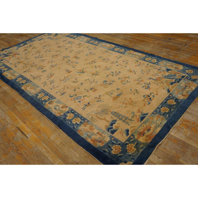 Antique Peking Chinese Floral Ivory 1920s Rug, Circa Date: 1920s. This exceptional example of early 20th-century Chinese...