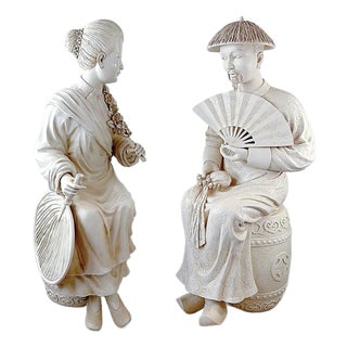 20th Century Blanc De Chine Style Chinoiserie Statues - A Pair For Sale