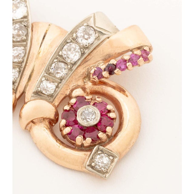 Metal Vintage Rose Gold, Diamond, and Ruby Pendant For Sale - Image 7 of 8