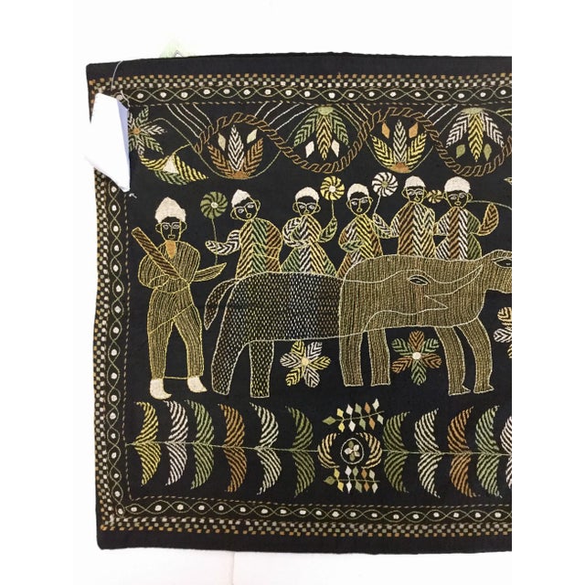 Rustic Vintage Hand Embroidered Accent Pillow Cover For Sale - Image 3 of 9