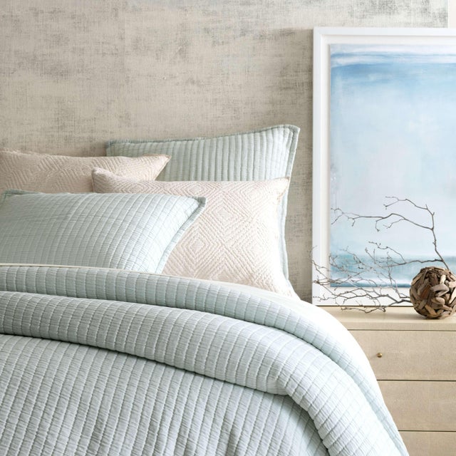 Pine Cone Hill Pine Cone Hill by Annie Selke Boyfriend Sky Matelasse Coverlet, Queen For Sale - Image 4 of 6