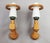 Pair of solid light oak wall lights adorned with black and green ceramic cups, created by Guillerme and Chambron around...