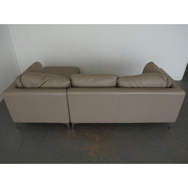 Gray Design Within Reach Albert Leather Sofa With Chaise For Sale - Image 8 of 12
