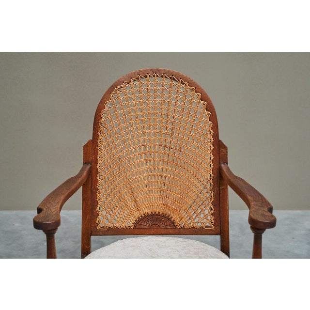 Lounge Chair in Oak, Webbing and Wool from Gościcino, Poland, 1930s For Sale - Image 6 of 13