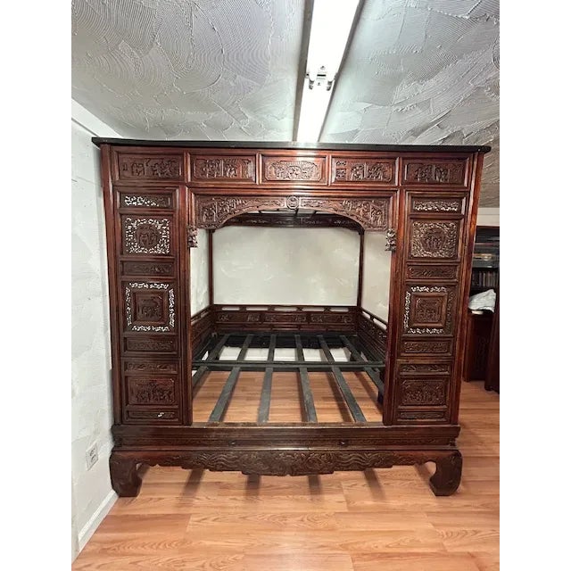 This Beautiful piece stood out. The hand-carved bed is special, the wood carving is elaborate and neat. Tongue and groove...