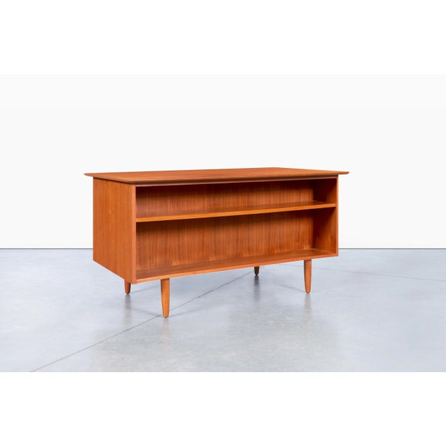 Danish Modern Teak Executive Desk With Bookcase, 1960s For Sale - Image 11 of 12