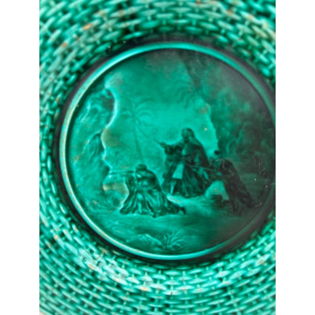 French French Majolica Green Plate Rubelles For Sale - Image 3 of 4