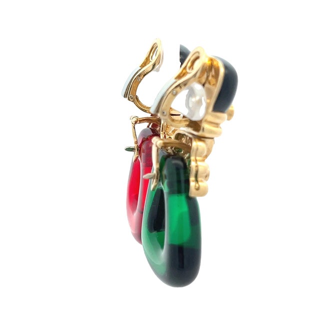 1980s 1980s Pair of Monumental 18k Gold Diamond Interchangeable Cut Crystal Drop Earrings, 52 Grams For Sale - Image 5 of 7