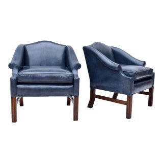 Chippendale Chesterfield Style Club Wingback Chairs For Sale