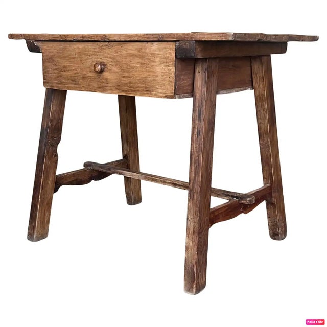 Early 20th Century French Oak Worktable Table with One Drawer, 1920s For Sale - Image 11 of 12