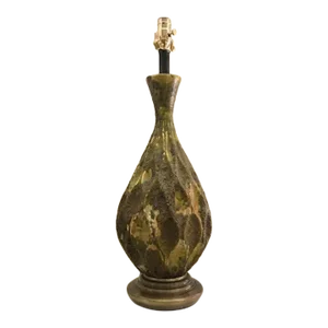 Mid-Century Italian Glazed Green Ceramic Lamp