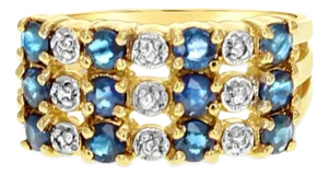 Diamond & Sapphire Multi Stack Ring 14k Yellow Gold, Size 7