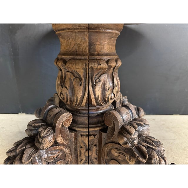 19th Century French Carved Oak Hunting Table, 1869 For Sale - Image 5 of 12