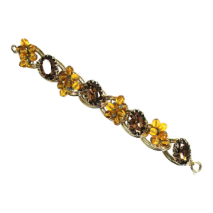 Vintage Designer Amber Crystal Link Bracellet 1950s