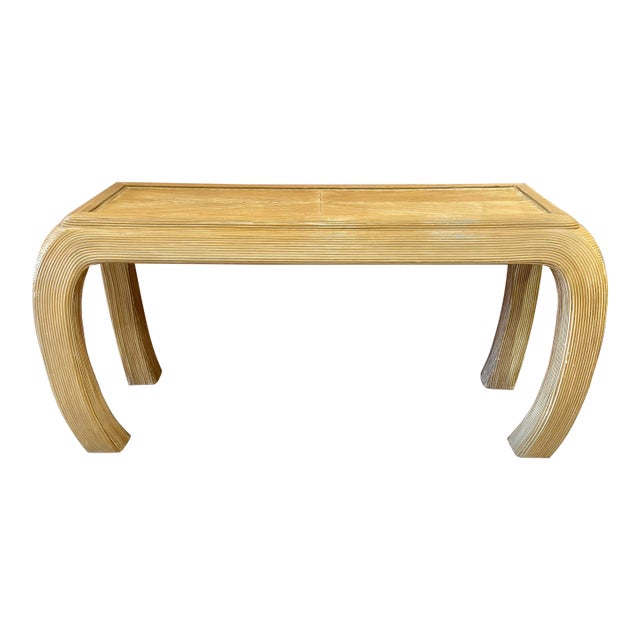 Vintage Curve Legged Pencil Reed Style Console Table For Sale