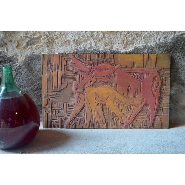 Wood Carved Wooden Plaque, 1970s For Sale - Image 7 of 7