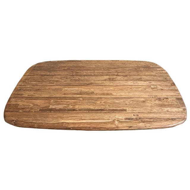 Wood Outdoor Teak Rounded Pedestal Dining Table For Sale - Image 7 of 12