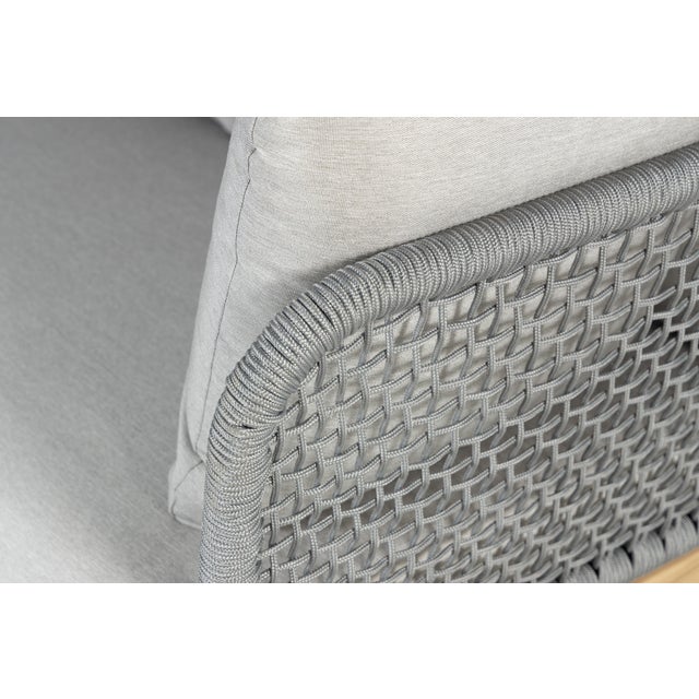 Cypress Teak Wood 128" Sofa With Gray Color Rope Design For Sale - Image 11 of 12