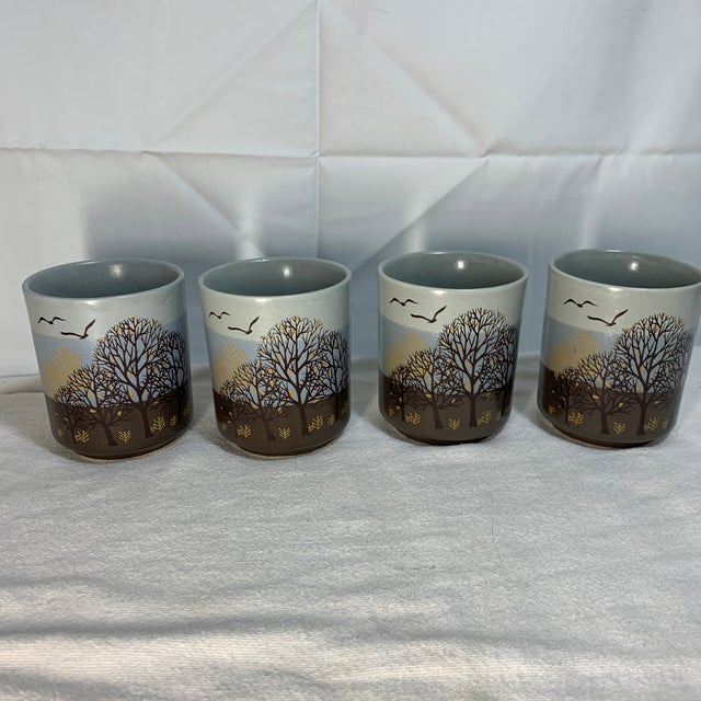 Vintage Stoneware Saki Cups Set of 4 For Sale - Image 4 of 6