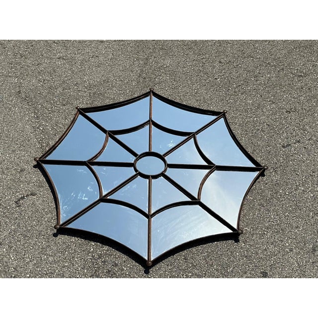 Vintage Wrought Iron Spiderweb Mirror For Sale - Image 10 of 14