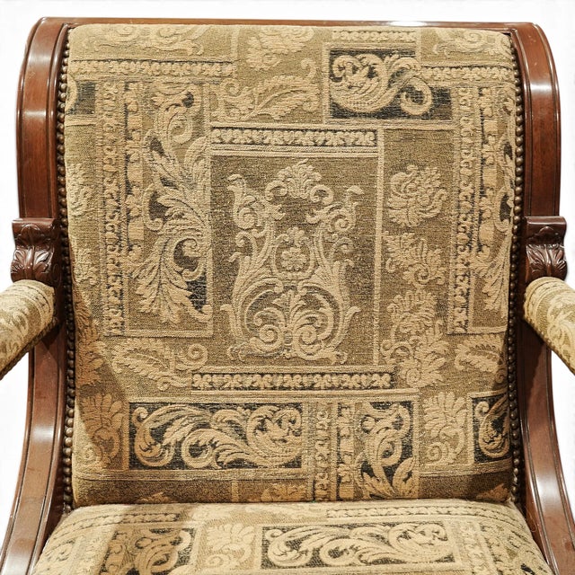 1960s 1960s Walnut & Fabric Neoclassical Revival Accent Armchair For Sale - Image 5 of 5