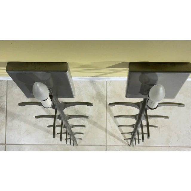 Pair of Midcentury Steel Wall Scones For Sale - Image 9 of 12