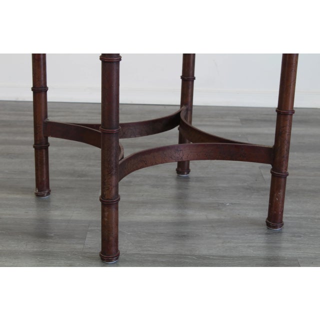 Pair of Vintage Faux Bamboo Metal Side Tables For Sale - Image 4 of 8