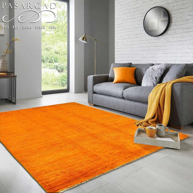 Modern Pasargad DC Gold Color Fine Hand Knotted Overdyed Rug For Sale - Image 3 of 4