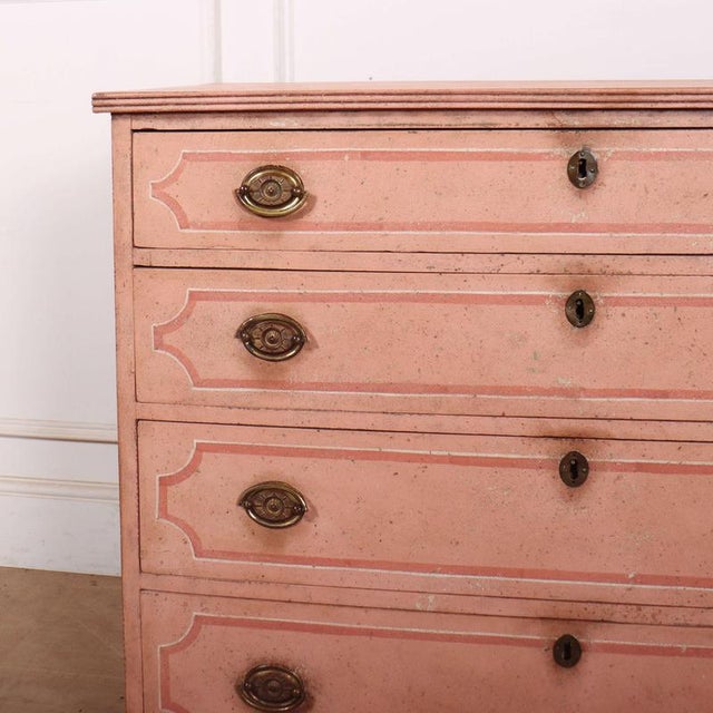 Early 19th C painted and decorated pine/oak chest of drawers. 1820 This piece is designed in the style of the selected...