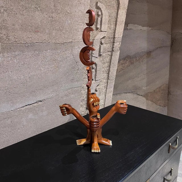 1960s Pedro Friedeberg Hand-Carved Gilded Four Arm Candelabra For Sale - Image 11 of 18