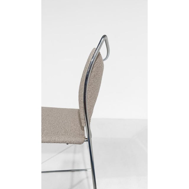 Metal Stackable Chrome Chairs with Ecru Bouclé Seats by Kazhide Takahama for Simon Gavina, 1970s, Set of 8 For Sale - Image 7 of 18