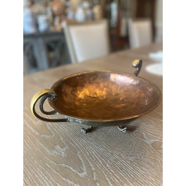 Early 20th Century Antique Copper and Brass Dish Bowl Footed Tripod For Sale - Image 5 of 9