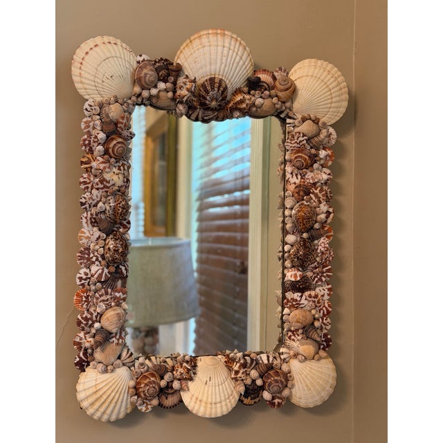 Coastal Antique Mirror With Shells For Sale - Image 3 of 12
