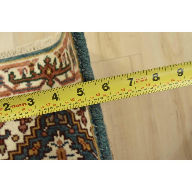 Heriz Runner 2’6” X 7’9” Blue Wool Tribal Hand-Knotted Oriental Rug For Sale - Image 10 of 12