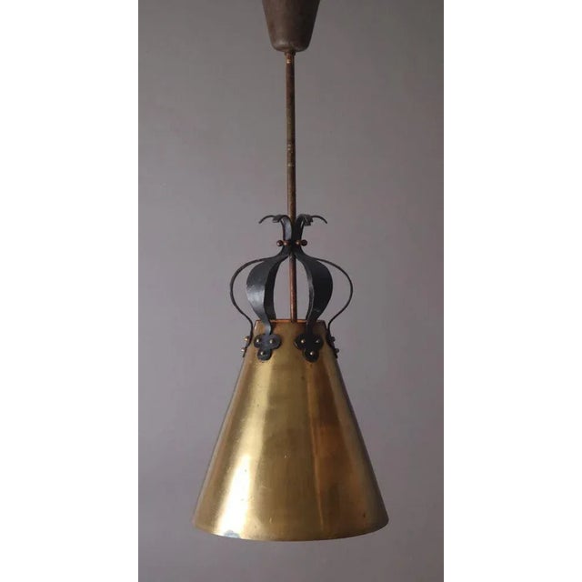 Hollywood Regency Brass Ceiling Lamp, 1950s For Sale - Image 9 of 9