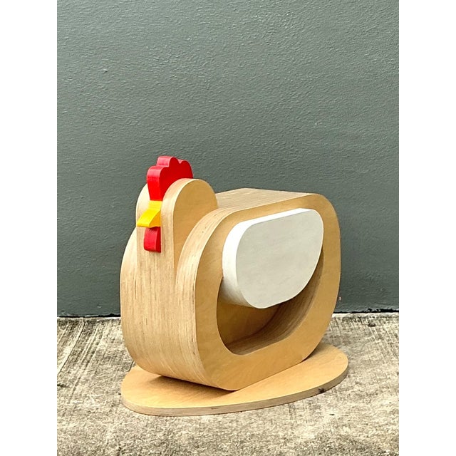 Late 20th Century Vintage Sculptural Wood Chicken Low Stool For Sale - Image 5 of 13